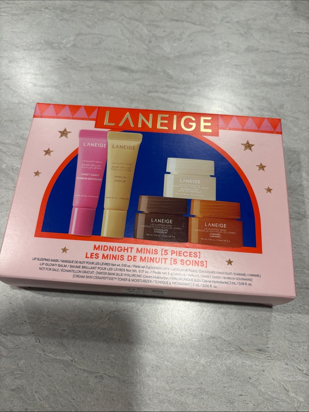 LANEIGE Pink and Navy Midnight Minis 5-Piece Skincare Set